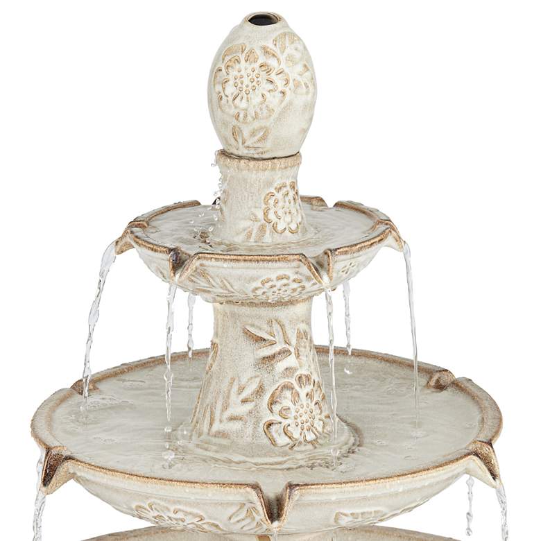 Image 3 John Timberland Formentera 45" Ceramic 3-Tier LED Outdoor Fountain more views