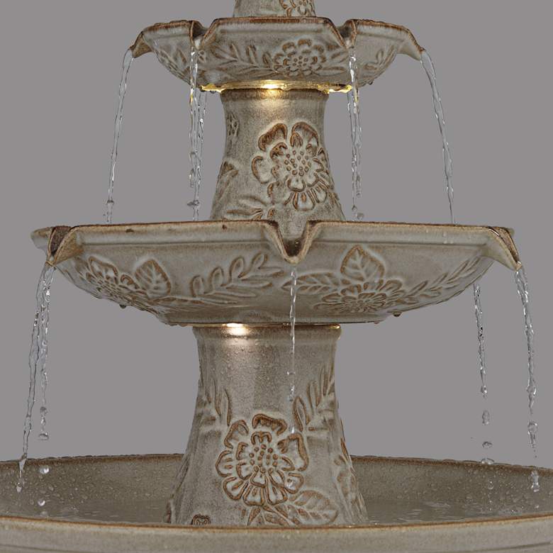 Image 6 John Timberland Formentera 45" Ceramic 3-Tier LED Outdoor Fountain more views