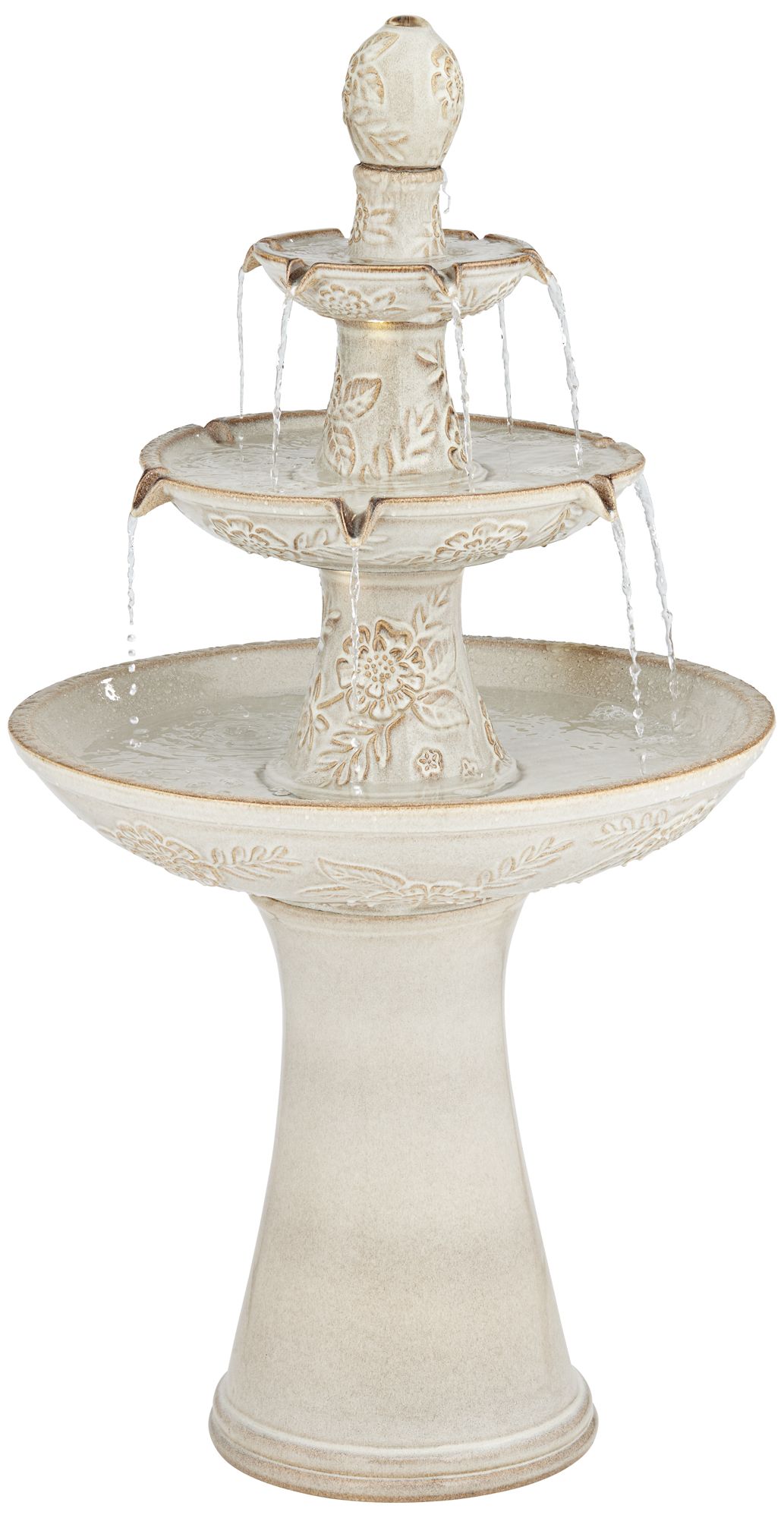 Watch A Video About the Formentera Ceramic 3 Tier LED Outdoor Floor Fountain