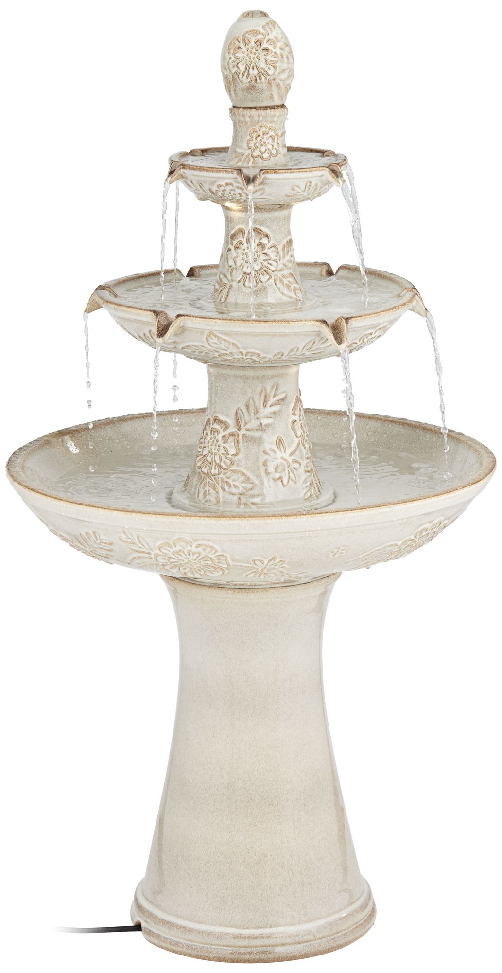 Watch A Video About the Formentera Ceramic 3 Tier LED Outdoor Floor Fountain