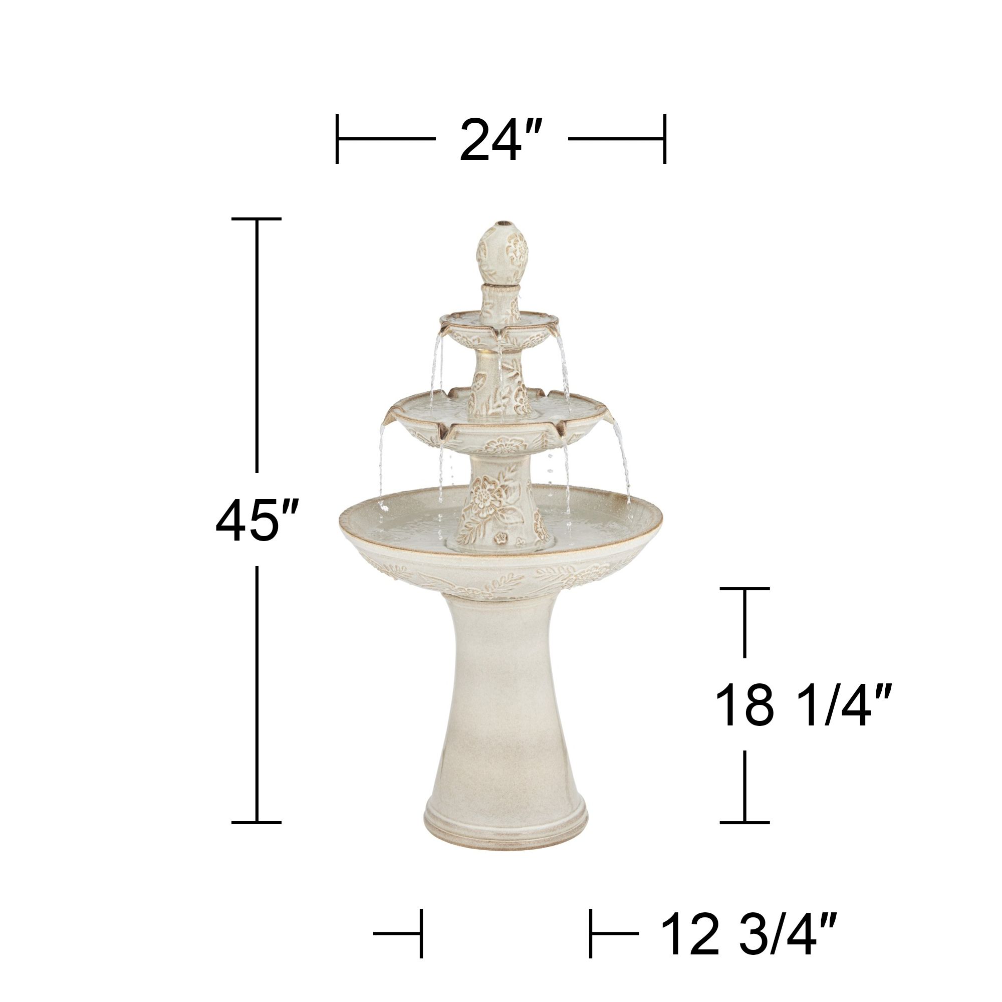 Watch A Video About the Formentera Ceramic 3 Tier LED Outdoor Floor Fountain