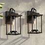 1_John Timberland Frederick 15 1/2" Sand Black Outdoor Lights Set of 2