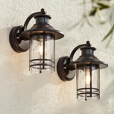 John Timberland Galt 11 1/4" Bronze Motion Sensor Outdoor Lights Set