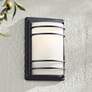 John Timberland Habitat 11" Black and Frosted Glass Outdoor Wall Light