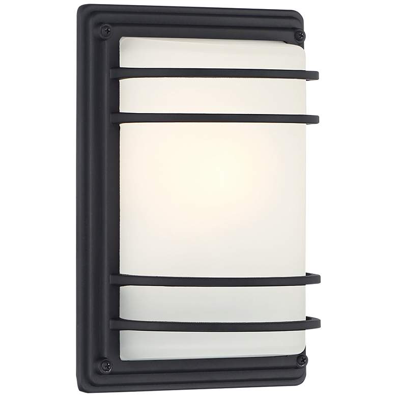 Image 4 John Timberland Habitat 11 inch Black and Frosted Glass Outdoor Wall Light more views