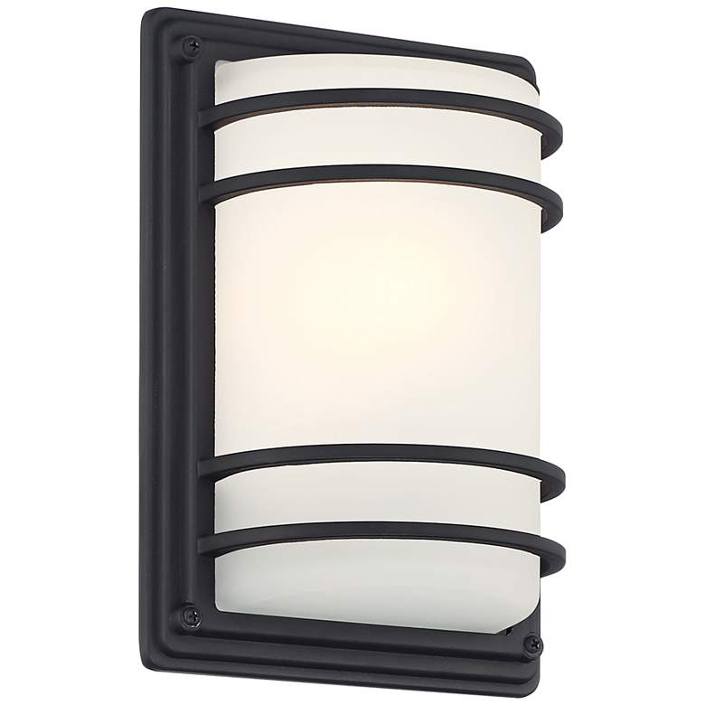 Image 5 John Timberland Habitat 11" Black and Frosted Glass Outdoor Wall Light more views