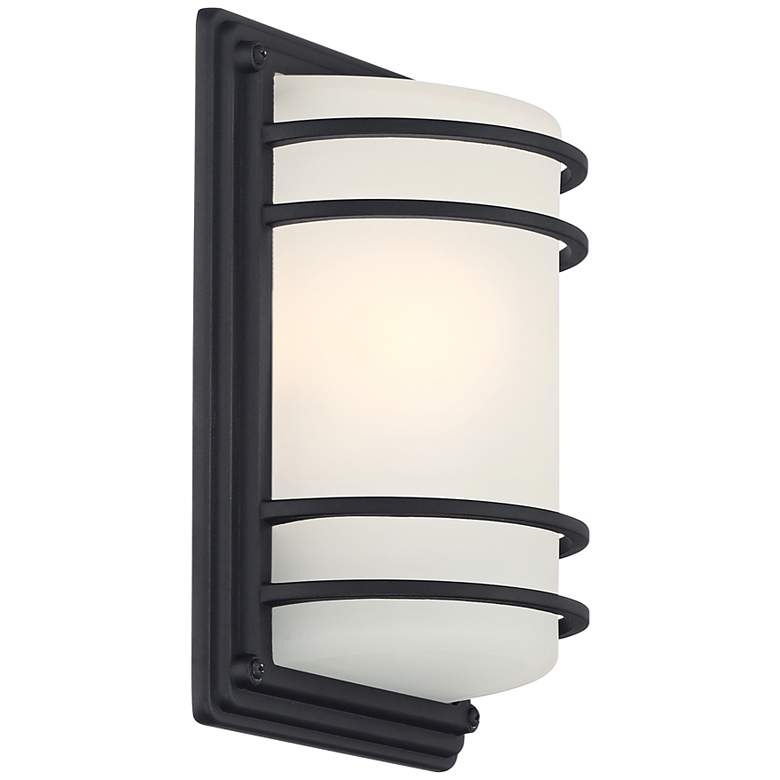 Image 6 John Timberland Habitat 11" Black and Frosted Glass Outdoor Wall Light more views