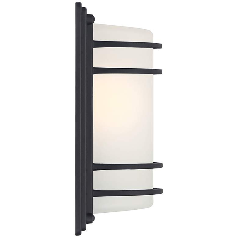 Image 7 John Timberland Habitat 11" Black and Frosted Glass Outdoor Wall Light more views