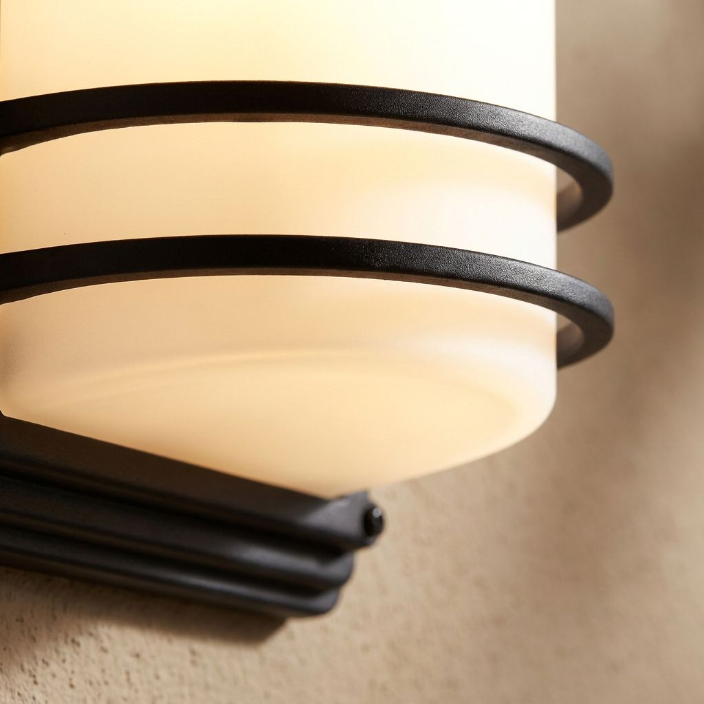 Image 5 John Timberland Habitat 11" Black and Opal Glass Outdoor Wall Light more views