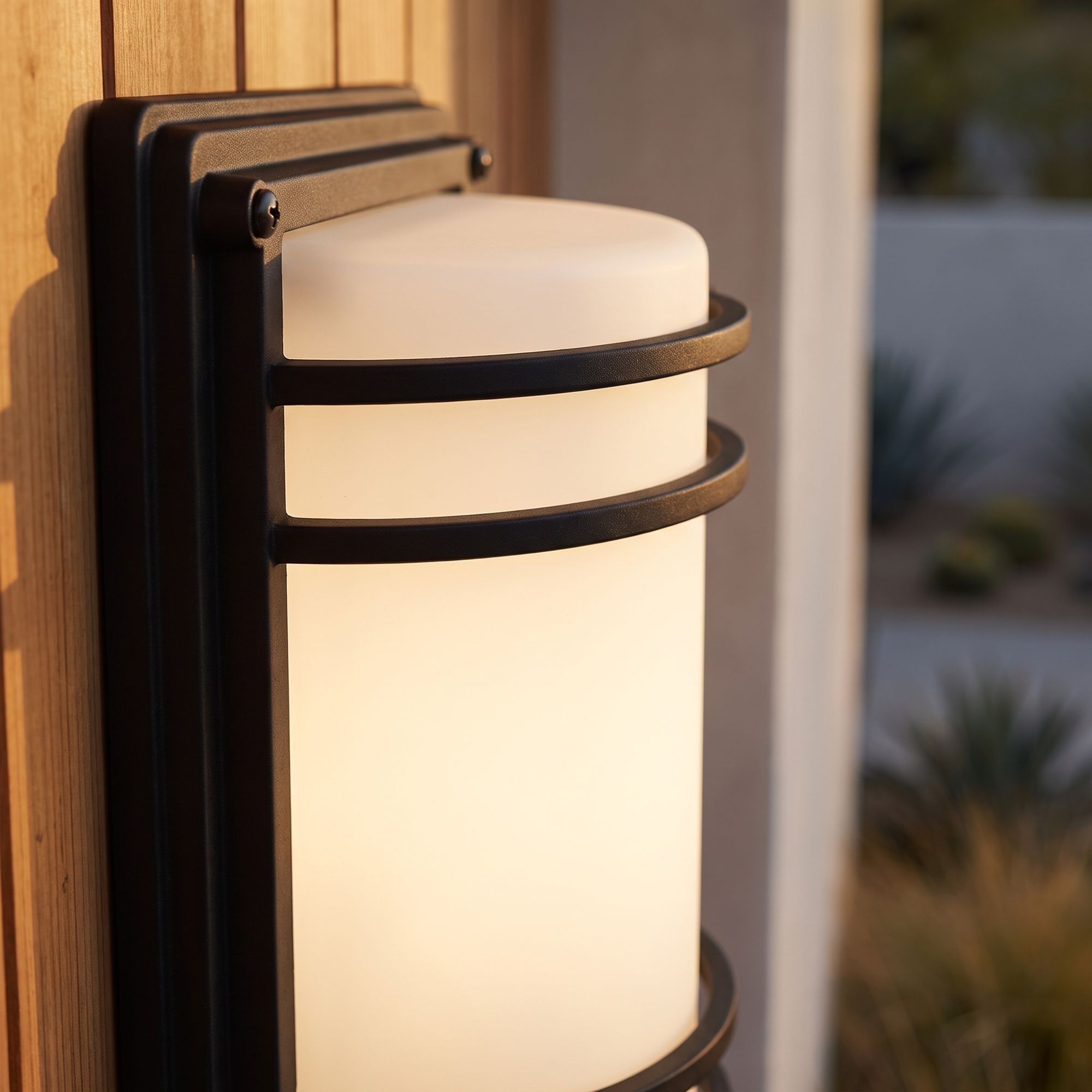 Image 6 John Timberland Habitat 11" Black and Opal Glass Outdoor Wall Light more views