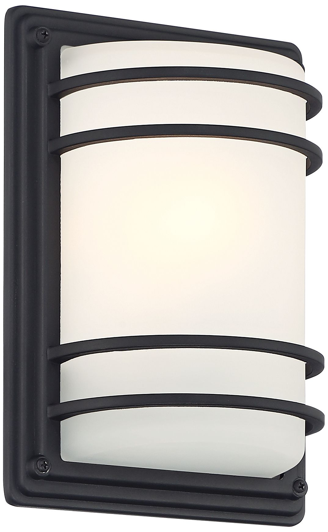 John Timberland Habitat 11" Black and Opal Glass Outdoor Wall Light in scene