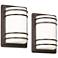 John Timberland Habitat 11" Bronze and Opal Outdoor Lights Set of 2