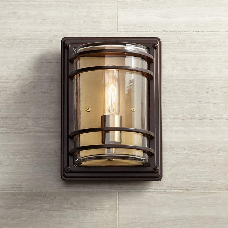 Image 1 John Timberland Habitat 11" Bronze and Warm Brass Rustic Wall Sconce