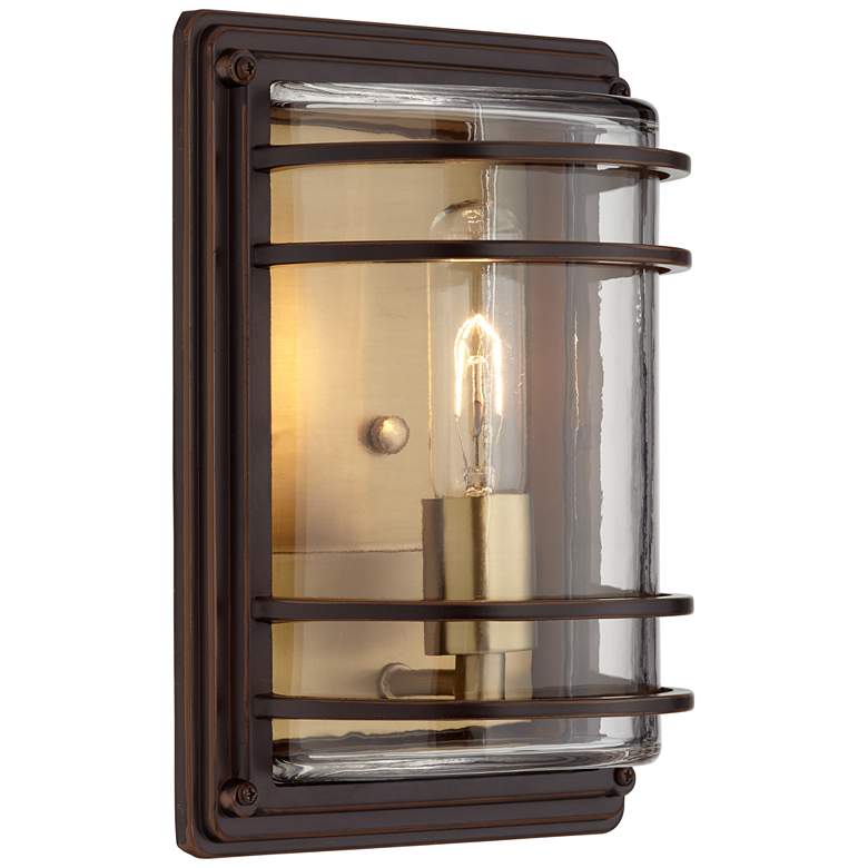 Image 5 John Timberland Habitat 11" Bronze and Warm Brass Rustic Wall Sconce more views