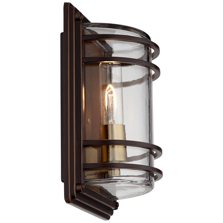 Image 6 John Timberland Habitat 11" Bronze and Warm Brass Rustic Wall Sconce more views