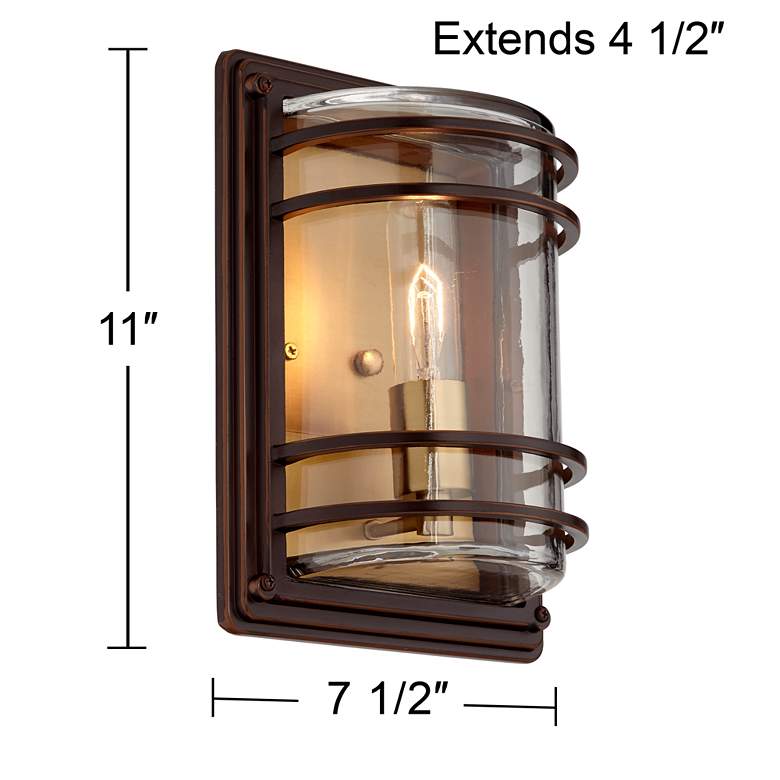 Image 7 John Timberland Habitat 11" Bronze and Warm Brass Rustic Wall Sconce more views
