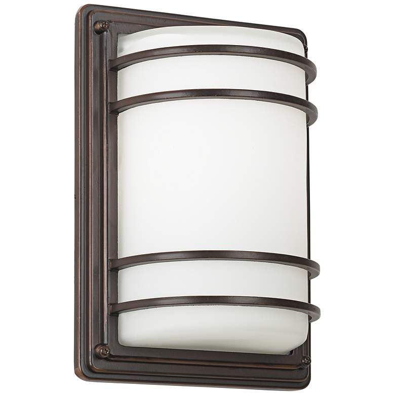 Image 3 John Timberland Habitat 11" High Bronze Opal Glass Outdoor Wall Light