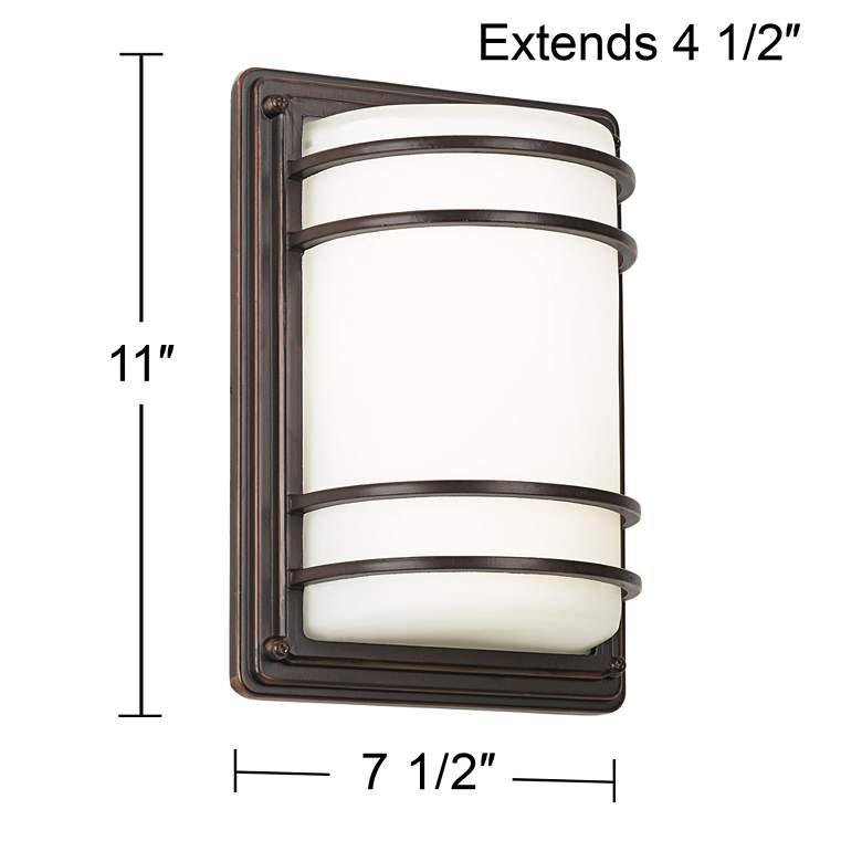 Image 7 John Timberland Habitat 11" High Bronze Opal Glass Outdoor Wall Light more views