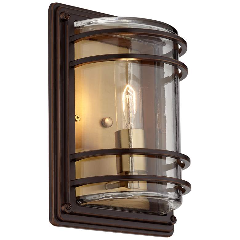 Image 5 John Timberland Habitat 11" High Bronze Warm Brass Outdoor Wall Light more views