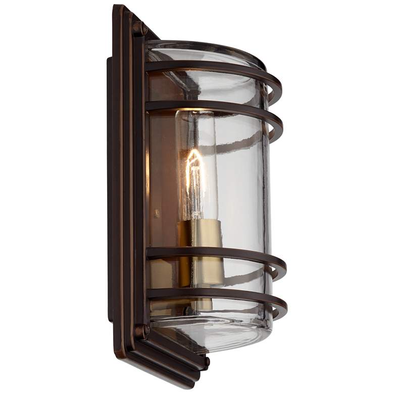 Image 7 John Timberland Habitat 11" High Bronze Warm Brass Outdoor Wall Light more views