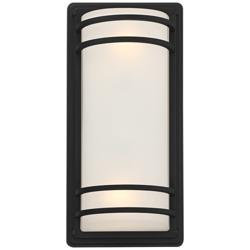 John Timberland Habitat 16&quot; Black and Frosted Glass Outdoor Wall Light