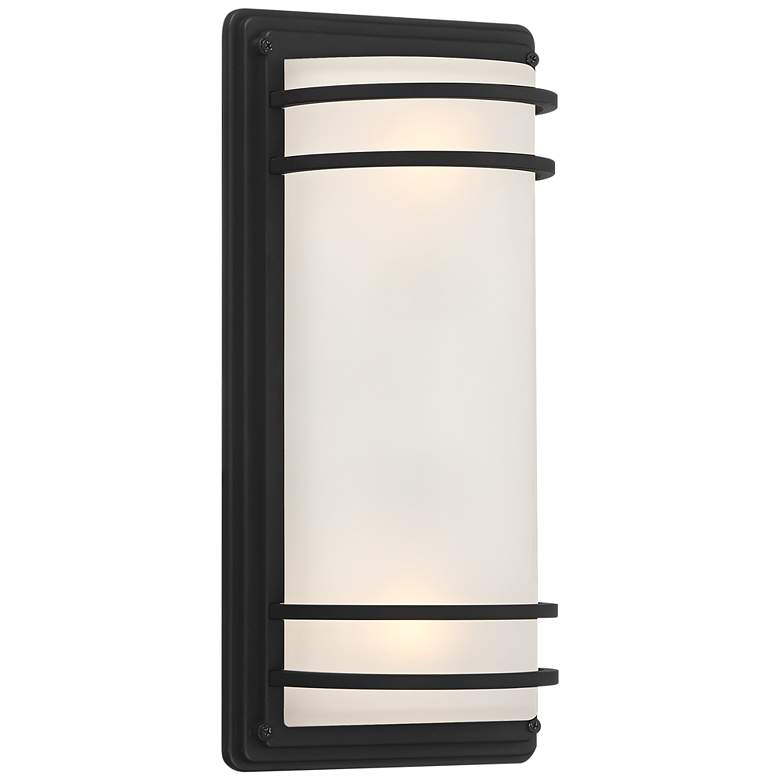 Image 4 John Timberland Habitat 16" Black and Frosted Glass Outdoor Wall Light more views