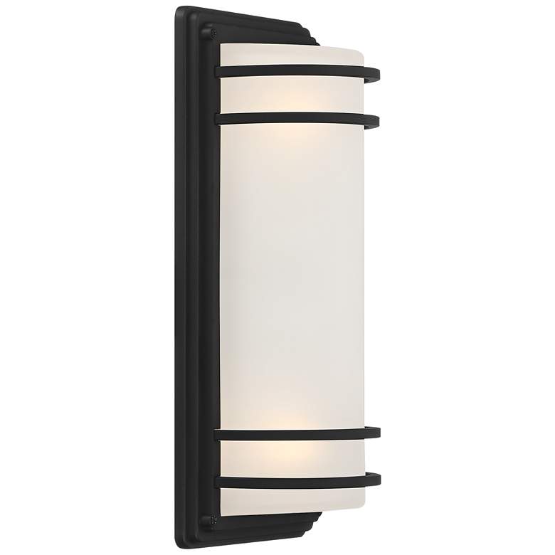 Image 5 John Timberland Habitat 16" Black and Frosted Glass Outdoor Wall Light more views