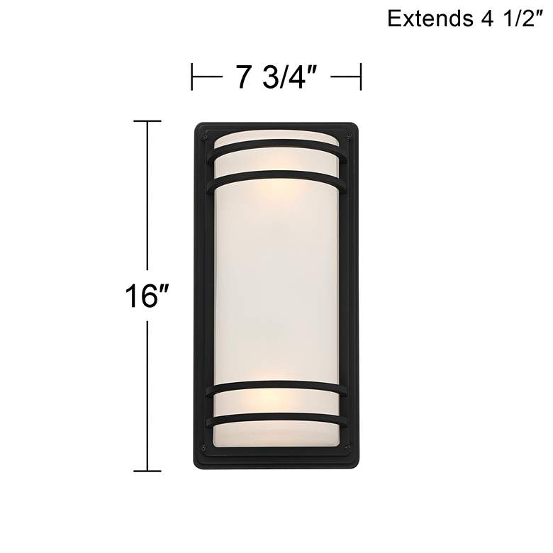 Image 7 John Timberland Habitat 16 inch Black and Frosted Glass Outdoor Wall Light more views