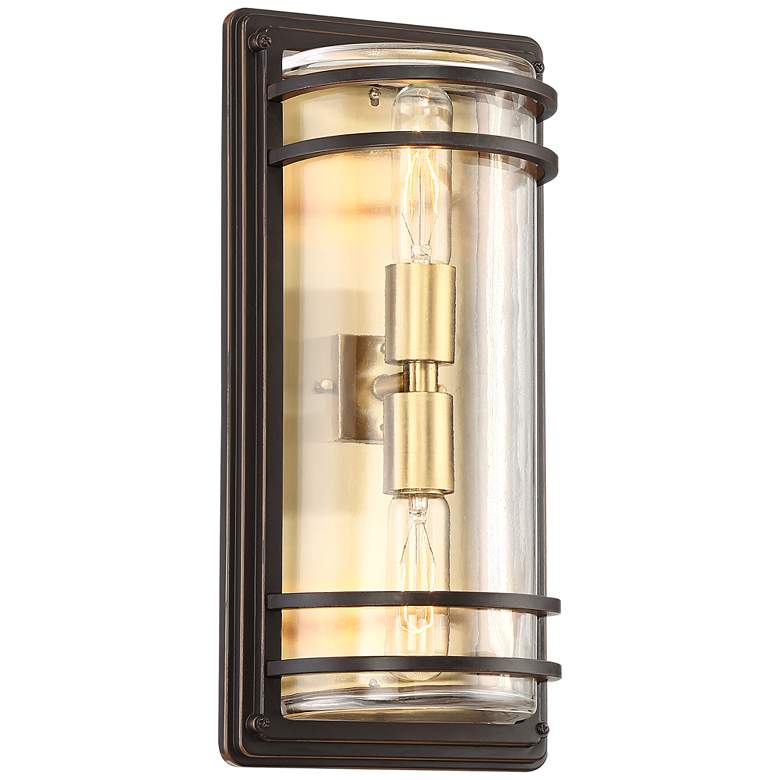 Image 5 John Timberland Habitat 16" Bronze and Brass Outdoor Wall Light more views