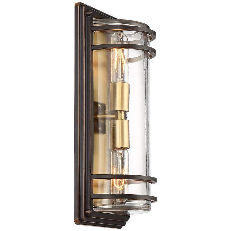 Image 6 John Timberland Habitat 16" Bronze and Brass Outdoor Wall Light more views