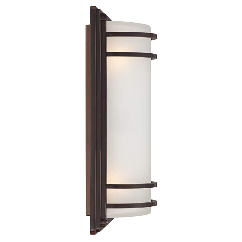 Image 4 John Timberland Habitat 16" Bronze and Opal Glass Outdoor Wall Light more views