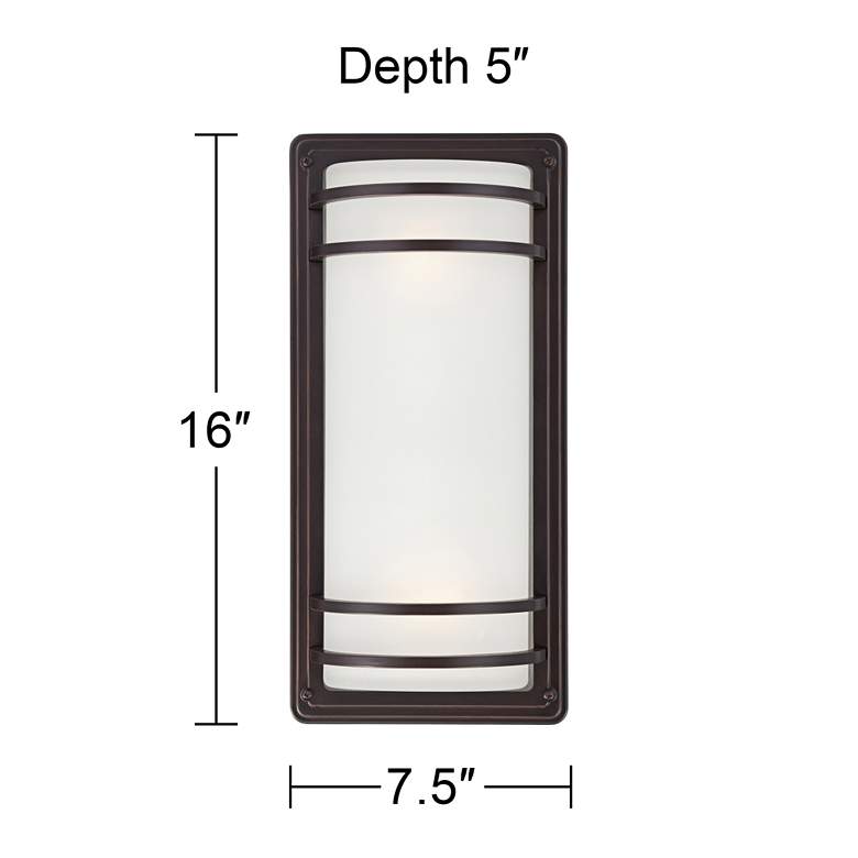 Image 7 John Timberland Habitat 16" Bronze and Opal Glass Outdoor Wall Light more views