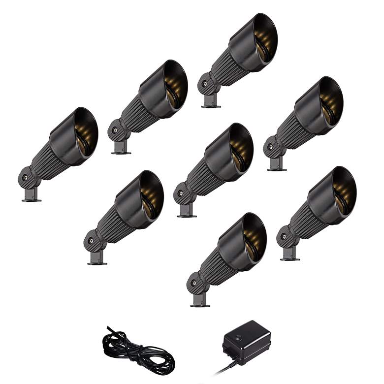 Image 1 John Timberland Hooded Black 10-Piece LED Landscape Spot Light Set