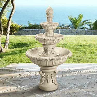 John Timberland Ibiza 46" 3-Tiered Sandstone Finish Fountain with LED