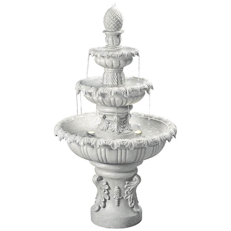 Image 2 John Timberland Ibiza 46" 3-Tiered Sandstone Finish Fountain with LED