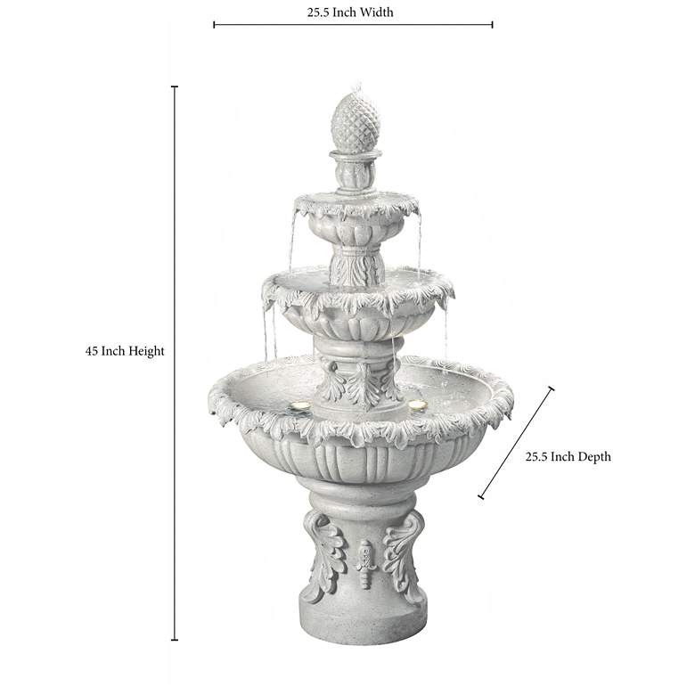 Image 3 John Timberland Ibiza 46" 3-Tiered Sandstone Finish Fountain with LED more views