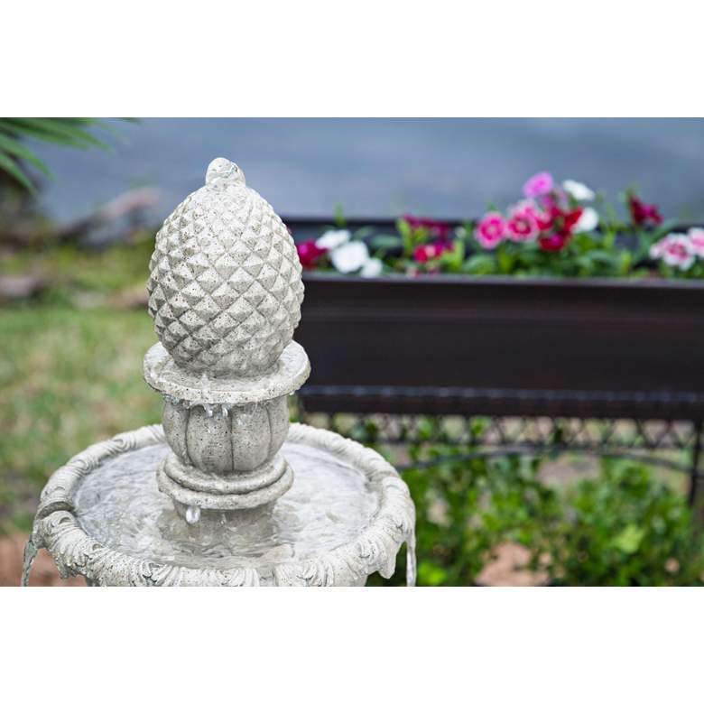Image 5 John Timberland Ibiza 46" 3-Tiered Sandstone Finish Fountain with LED more views