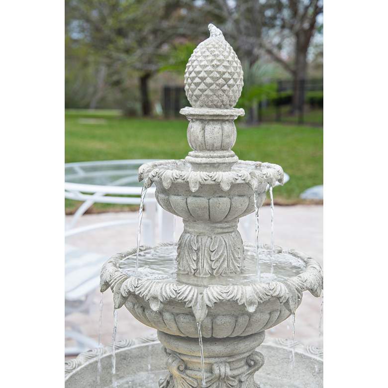 Image 7 John Timberland Ibiza 46" 3-Tiered Sandstone Finish Fountain with LED more views