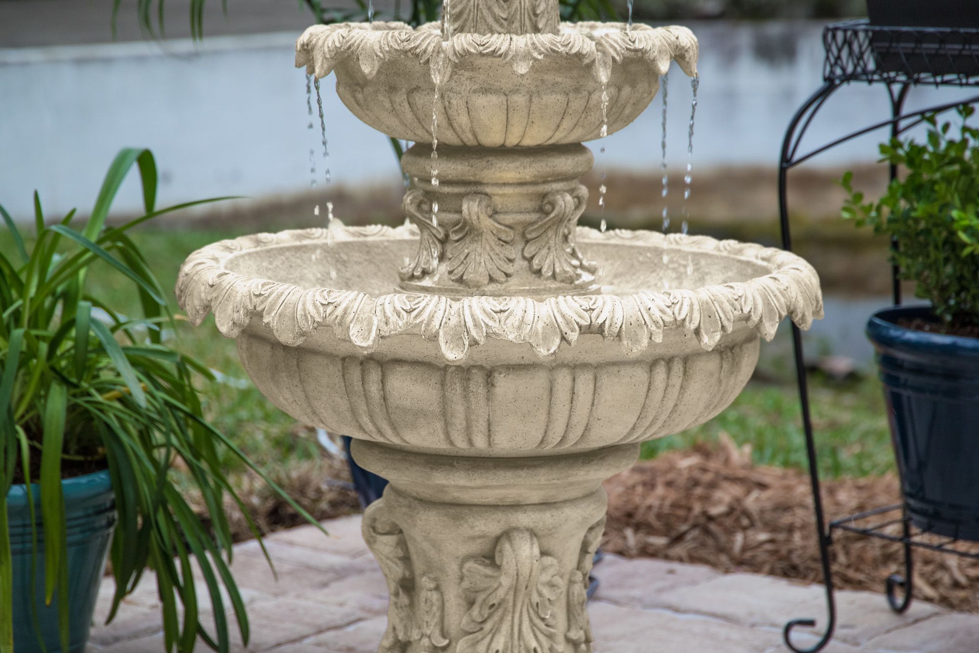 John Timberland Ibiza 46" 3-Tiered Sandstone Finish Fountain with LED