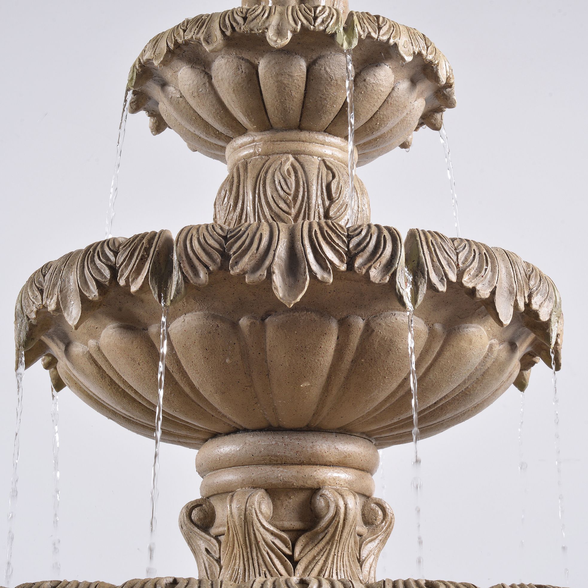 John Timberland Ibiza 62" Sandstone 3-Tier LED Outdoor Floor Fountain