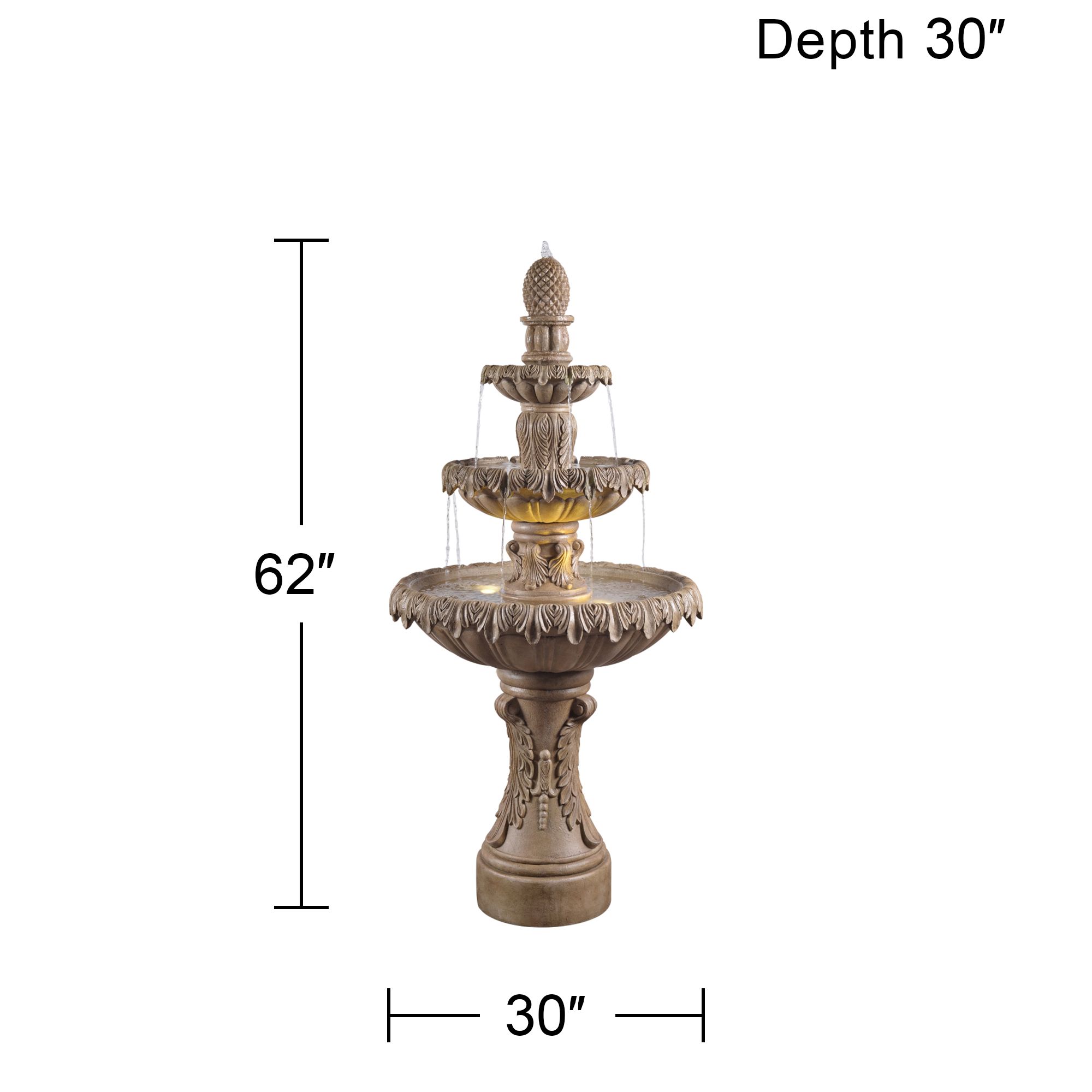 John Timberland Ibiza 62" Sandstone 3-Tier LED Outdoor Floor Fountain