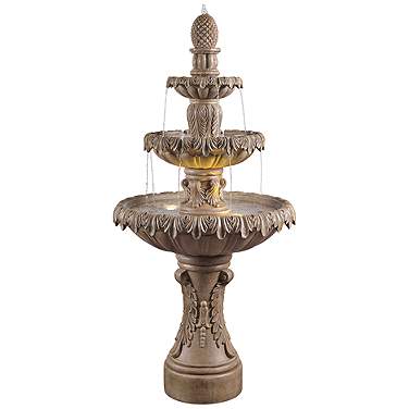 John Timberland Ibiza 62" Sandstone 3-Tier LED Outdoor Floor Fountain