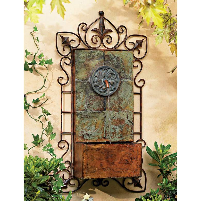 Image 1 John Timberland Ibizi 33" Iron Scroll Rustic Traditional Wall Fountain