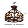 John Timberland Iron Scroll 15" Natural Mica Ceiling Light Fixture