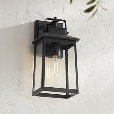 John Timberland Jubliee 13" Black and Seeded Glass Outdoor Wall Light