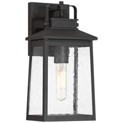 John Timberland Jubliee 13" Black and Seeded Glass Outdoor Wall Light