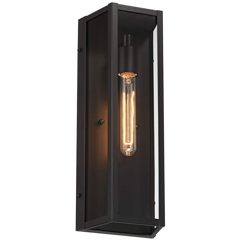 Image 5 John Timberland Lydia 16" High Matte Black Outdoor Wall Light more views
