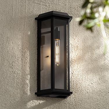 John Timberland Lydia 20" High Matte Black Outdoor Wall Light