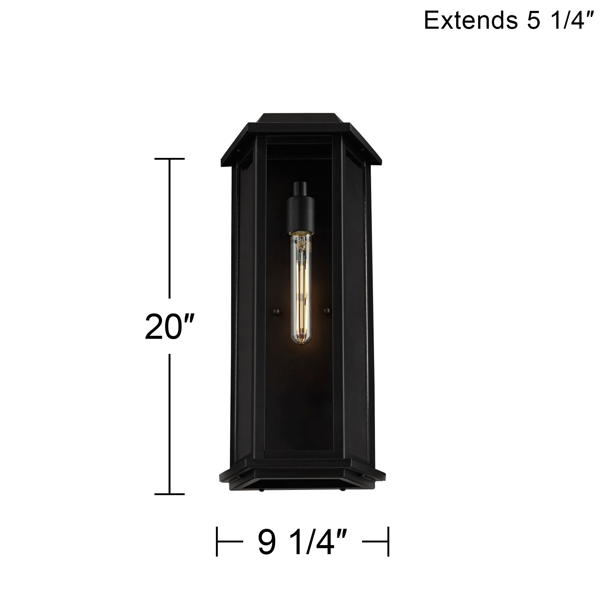 John Timberland Lydia 20" High Matte Black Outdoor Wall Light