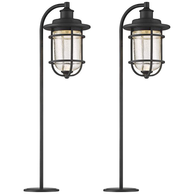 Image 1 John Timberland Markham 26 1/2" Black LED Path Lights Set of 2
